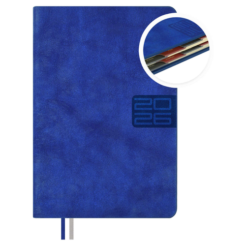 Ежедневник датированный 2026 ESCALADA, #ДУМАЙ КАК МИЛЛИАРДЕР, А6+, 176 л., арт. 70292/ 20 ТИВОЛИ ГЛОСС СИНИЙ (кожзам: 126x174 мм, твёрдый переплёт, запаянный край, материал обложки: искусственная кожа "Тиволи глосс"; декор: блинтовое тиснение; способ