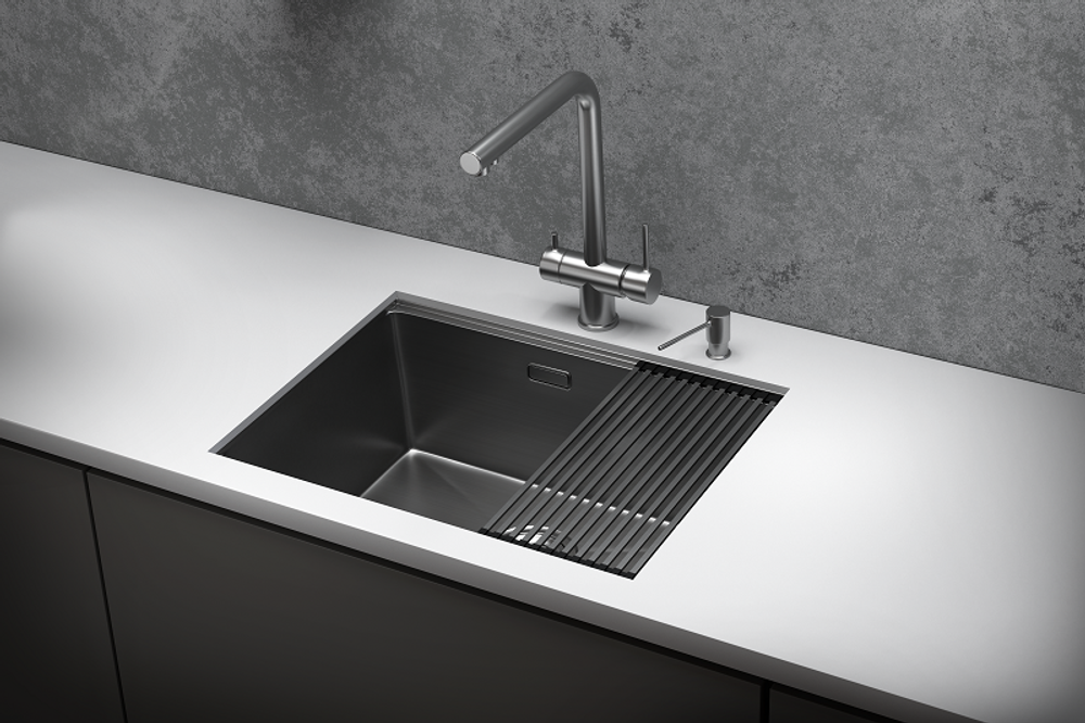 KS-6045U, СТАЛЬ САТИН, стальная кухонная мойка KITCHEN SPACE
