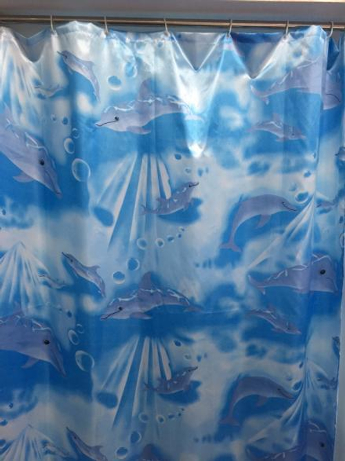 Штора для ванной СИНИЙ (ДЕЛЬФИН) САВОЛ  (25/1шт)