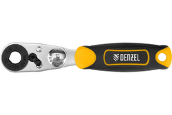 Ключ-трещотка для бит 1/4" Denzel 52 зуба, CrMo, адаптер для торцевых головок 11633