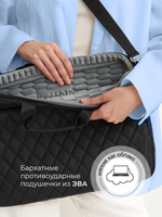Сумка для ноутбука 15,6" и 17" с ремнем на плечо и большим карманом спереди (Стеганый черный)