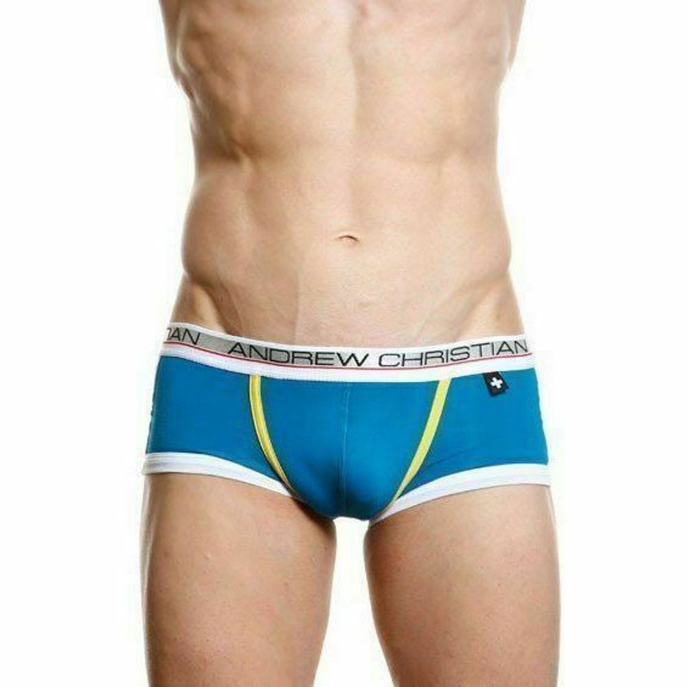 Мужские трусы хипсы синие Andrew Christian Show-it-low-profile Boxer blue