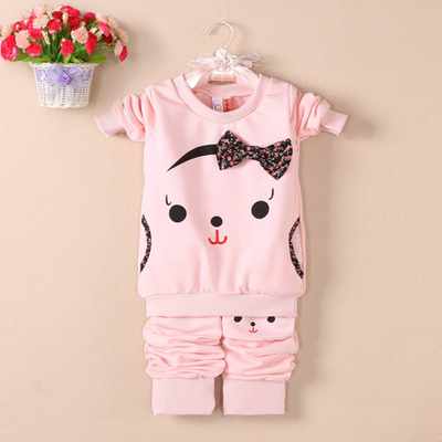 Костюм однотонный из брюк и толстовки с бантом