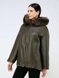 Дубленка зимняя натуральная с капюшоном оверсайз