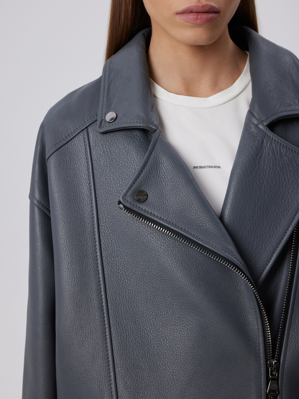 КУРТКА КОЖАНАЯ BIG OVERSIZE (GREY)