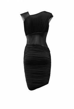 Платье в сборку с ассиметричным воротником 13-01-20FW