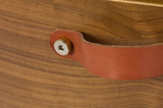 Полубарный стул Dune 65 см, черная экокожа, спинка орех