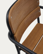 Полубарный стул Algueret из эвкалипта с натуральной отделкой и черного алюминия