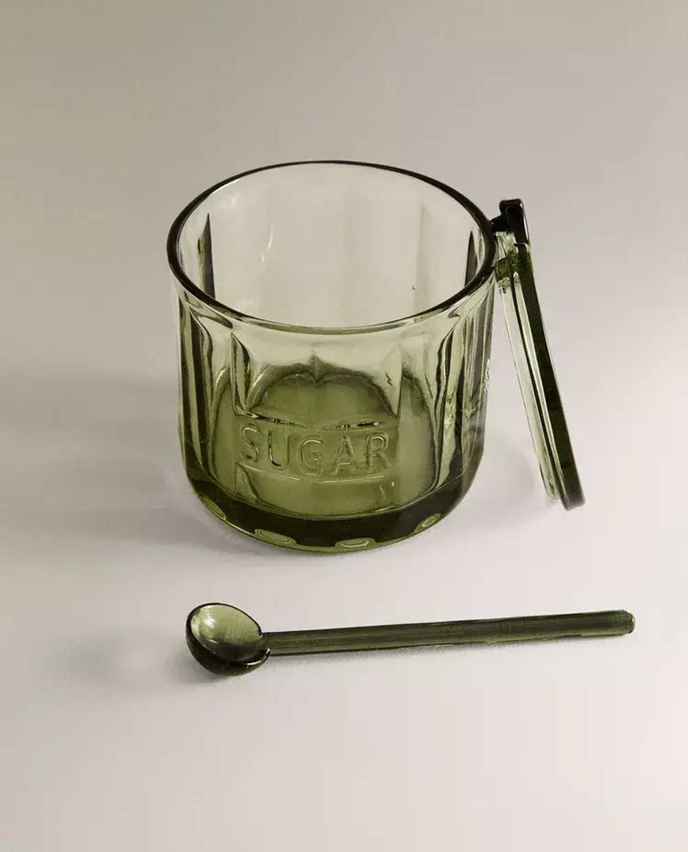 ZARA HOME СТЕКЛЯННАЯ САХАРНИЦА, ЗЕЛЕНЫЙ