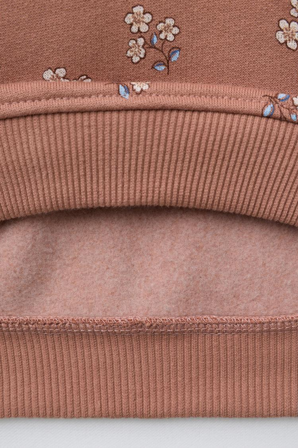 ZARA ТОЛСТОВКА С ЦВЕТОЧНЫМ ПРИНТОМ И ВЫШИТЫМ ВОРОТНИКОМ, КОРИЧНЕВЫЙ