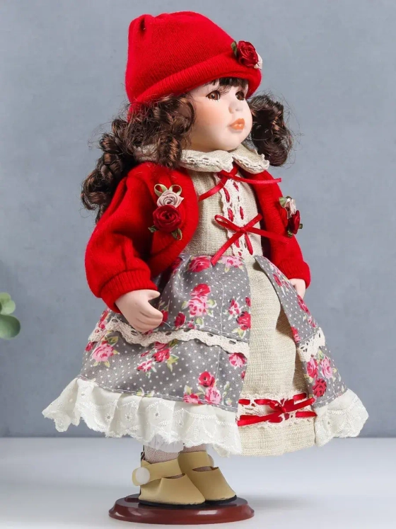 Кукла керамическая фарфоровая Лиза в платье 30 см