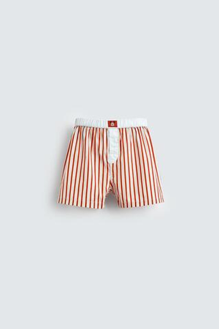 ZARA X DISNEY ПОПЛИНОВЫЕ ТРУСЫ-БОКСЕРЫ В ПОЛОСКУ, КРАСНЫЙ