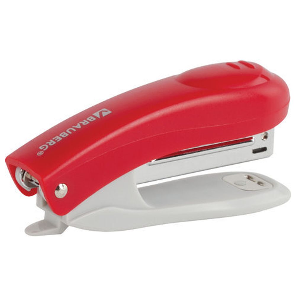 Степлер №10 BRAUBERG "Original", до 12 листов, с антистеплером, красный, 222532