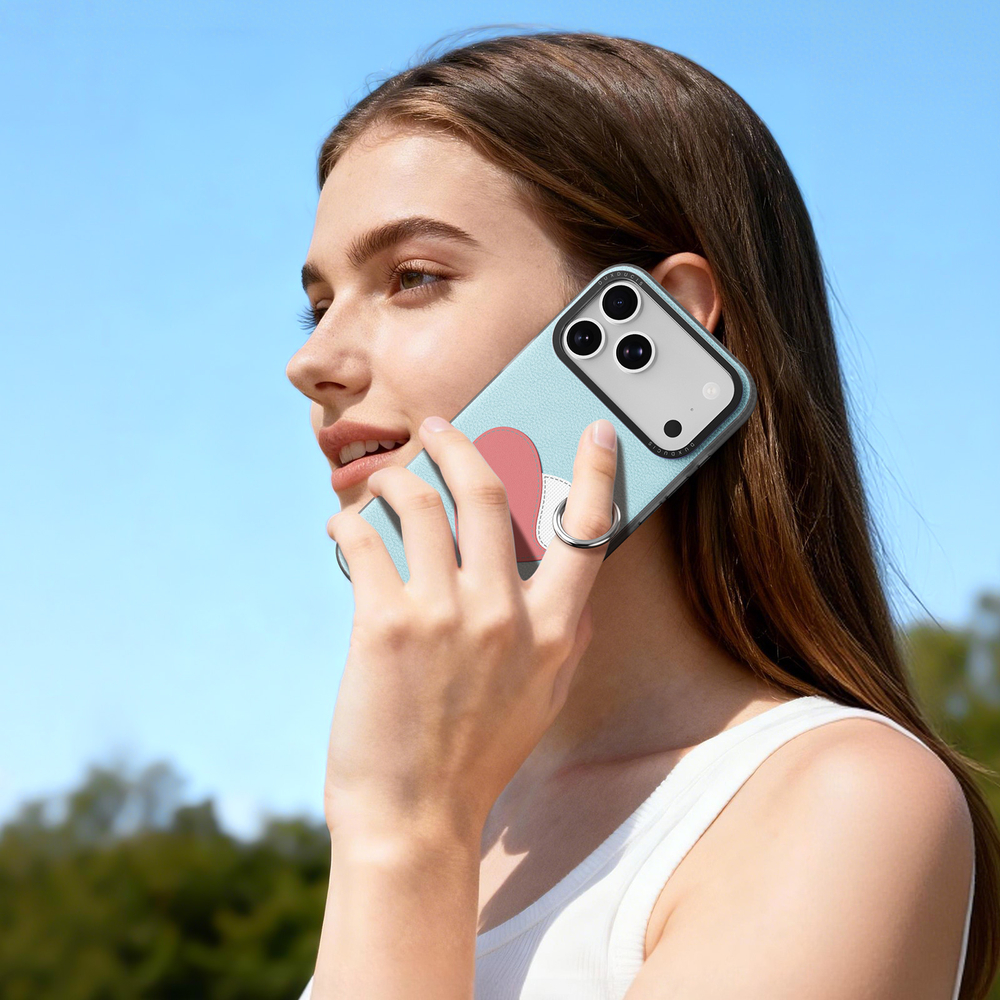 Чехол синего цвета (Love Edition) для смартфона iPhone 17 Pro, серия Luvy Series (со съемным ремешком) от Dux Ducis