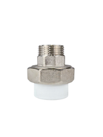 Муфта комбинированная разъемная (Американка) PPR наружная резьба 25х 3/4,  белый, RTP (120/10)