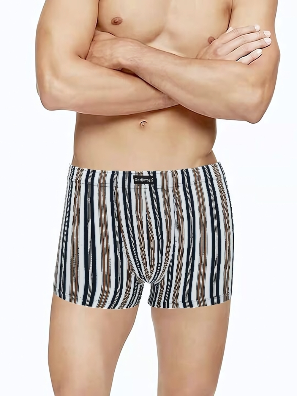 Мужские трусы-шорты в цветную полоску (Размер: L)