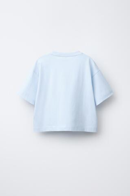 ZARA ФУТБОЛКА С НАШИВКОЙ, СИНИЙ