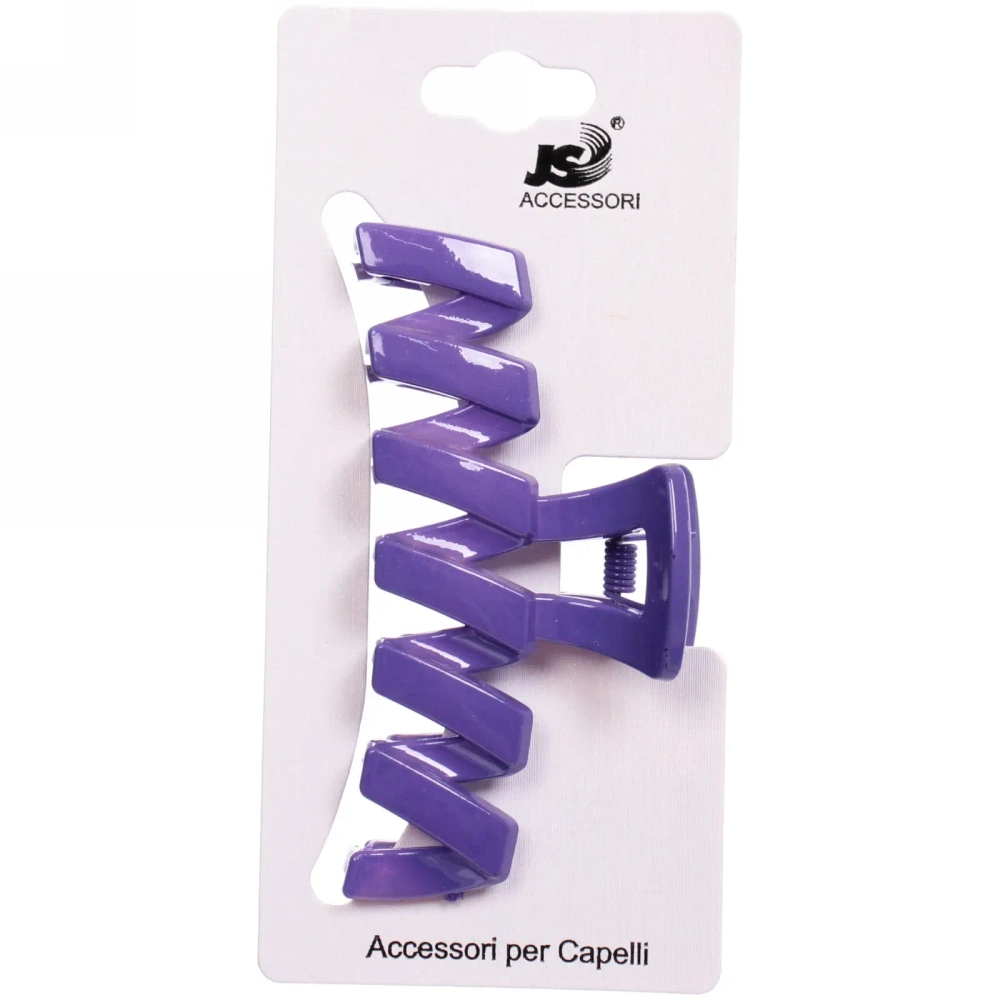 Заколка-краб для волос на блистере «Magic Gloss», зигзаг, микс 6 цветов, 9,8см