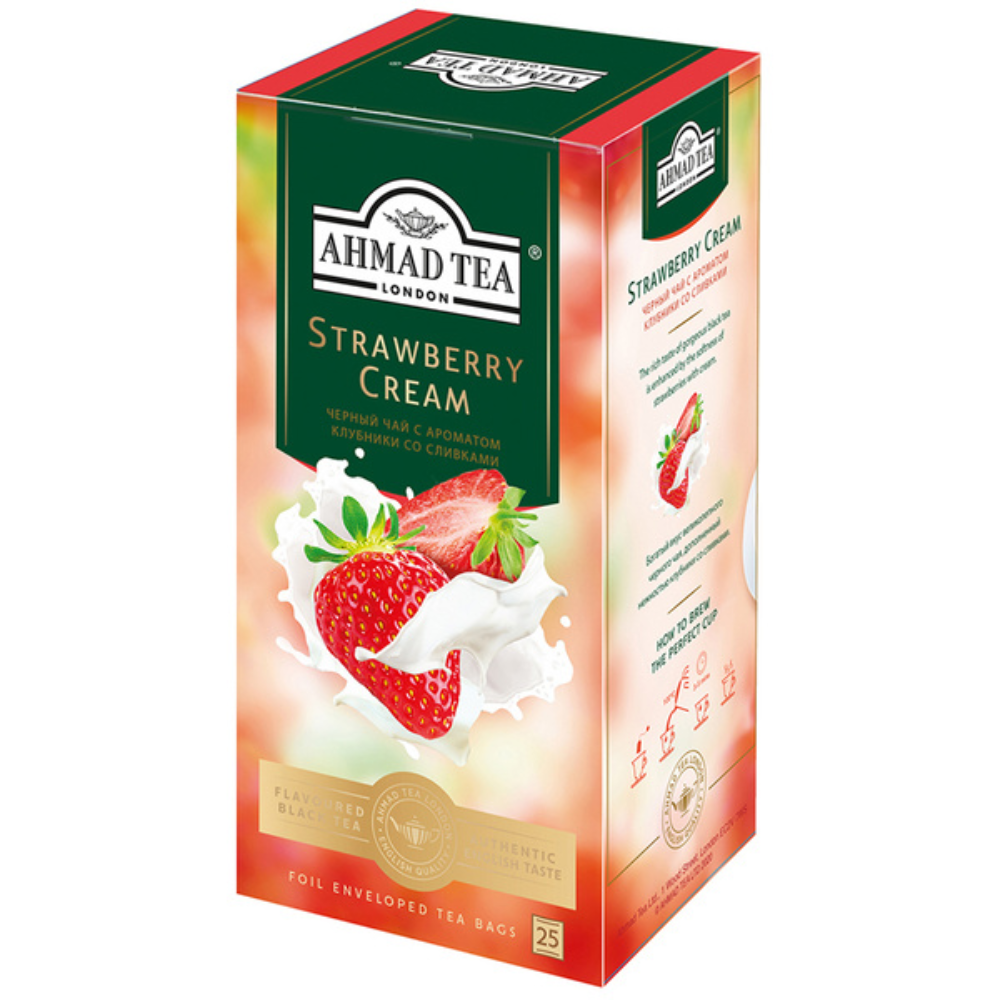 Чай черный Ahmad Tea с ароматом клубники со сливками 25 пакетиков
