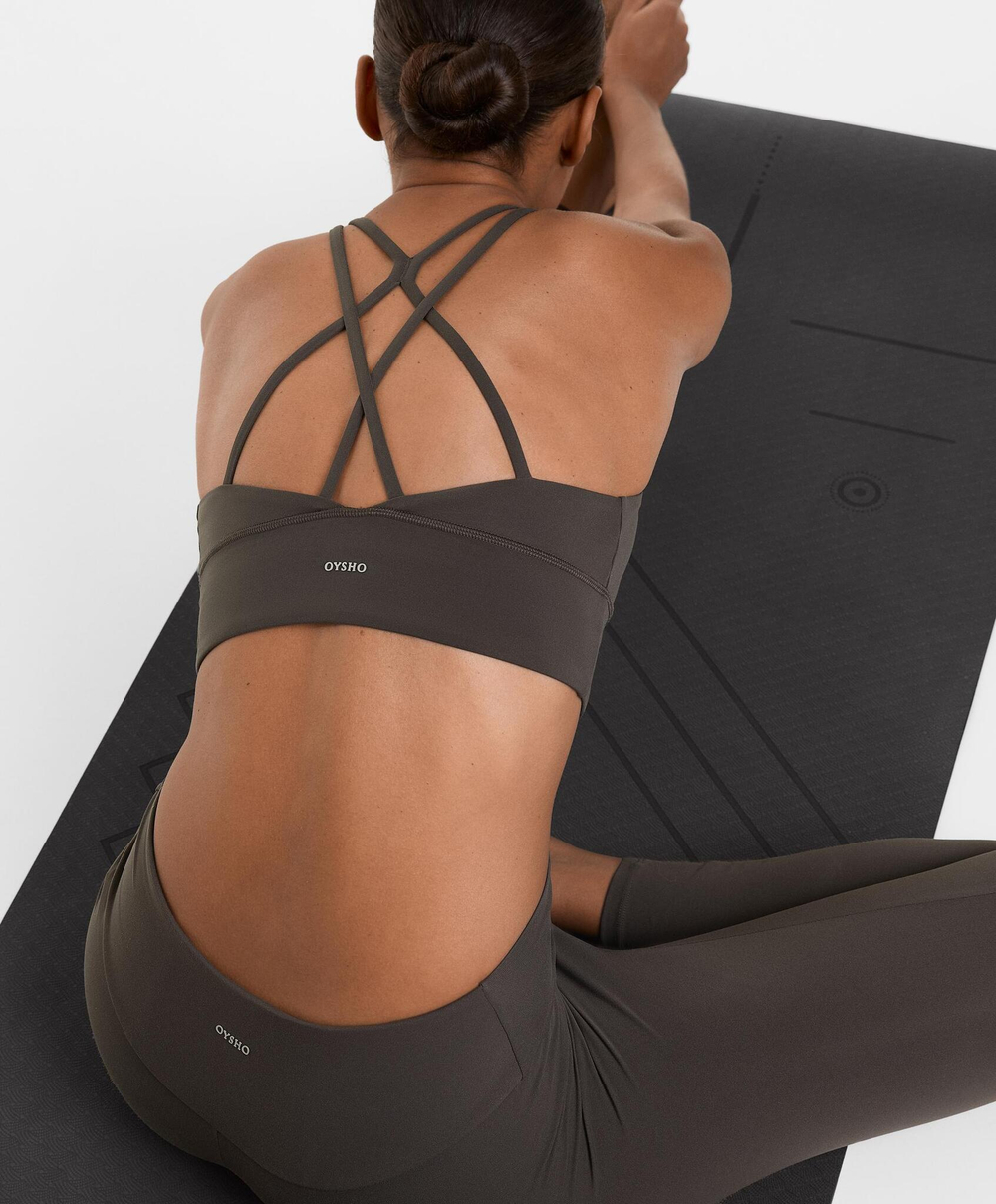 Oysho Спортивный бюстгальтер Comfortlux со средней степенью поддержки, антрацитовый