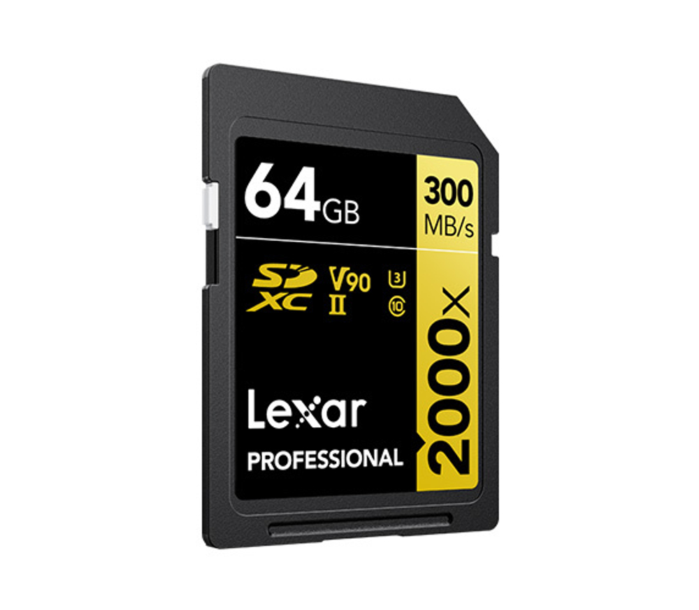 Карта памяти Lexar Professional 2000x Gold SDXC 64GB UHS-II U3 V90, R/W 300/260 МБ/с