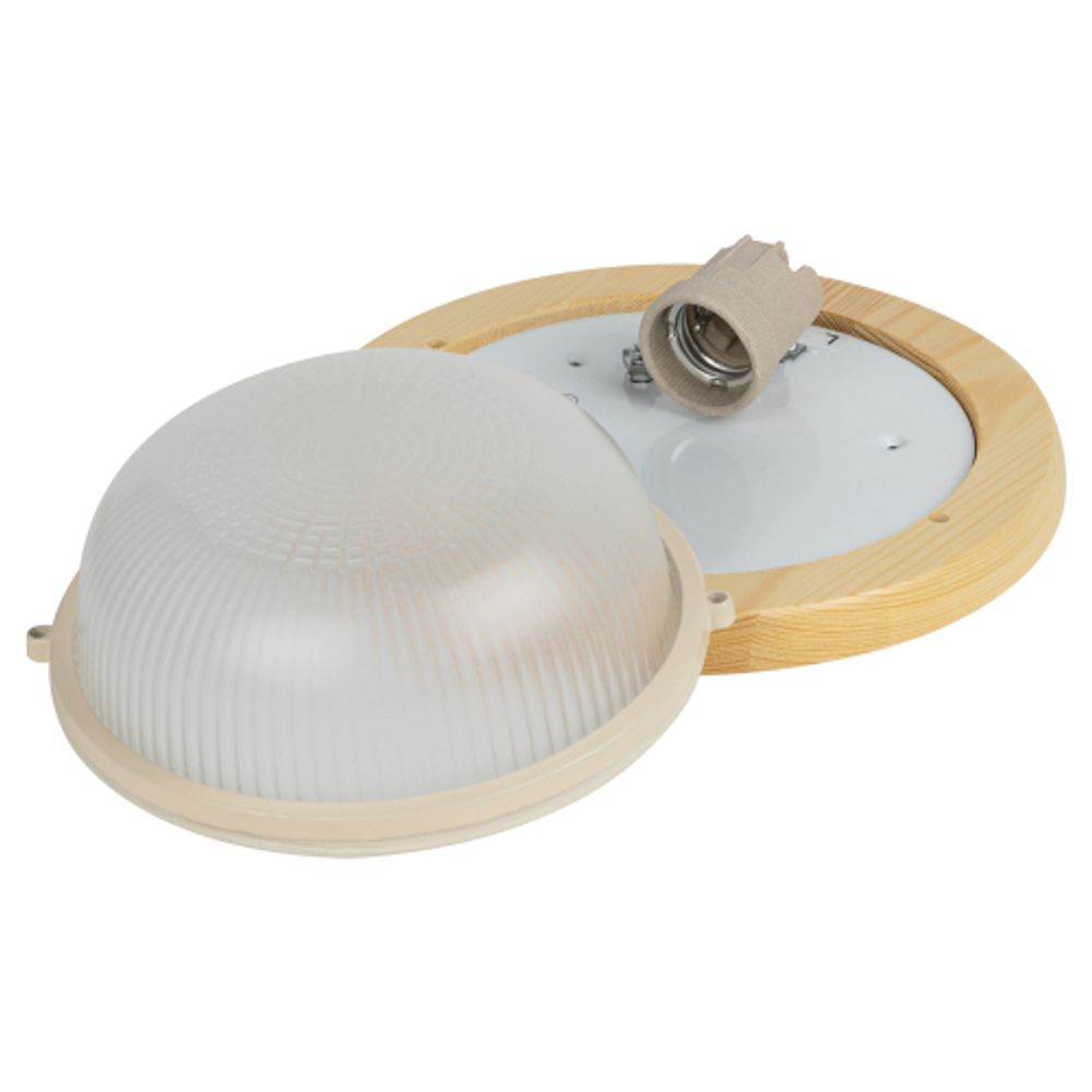 Светильник ЭРА НБО 03-60-011 Кантри дерево/стекло IP54 E27 max 60Вт D220 круг сосна | Светильники ЖКХ IP54