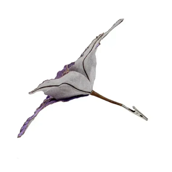 Декоративный цветок Пуансеттия 30 см., фиолетовый, на клипсе, Christmas DeLuxe (89562)