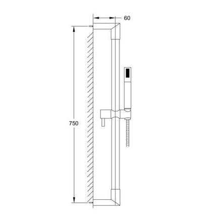 Steinberg Серия 100 Душевой гарнитур со штангой 750мм, c ручным душем, с металлическим шлангом 1800мм, хром 100 1605