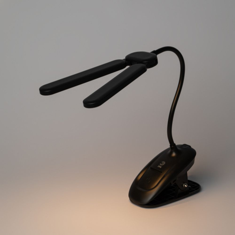 Настольный светильник ЭРА NLED-512-6W-BK светодиодный аккумуляторный на прищепке черный