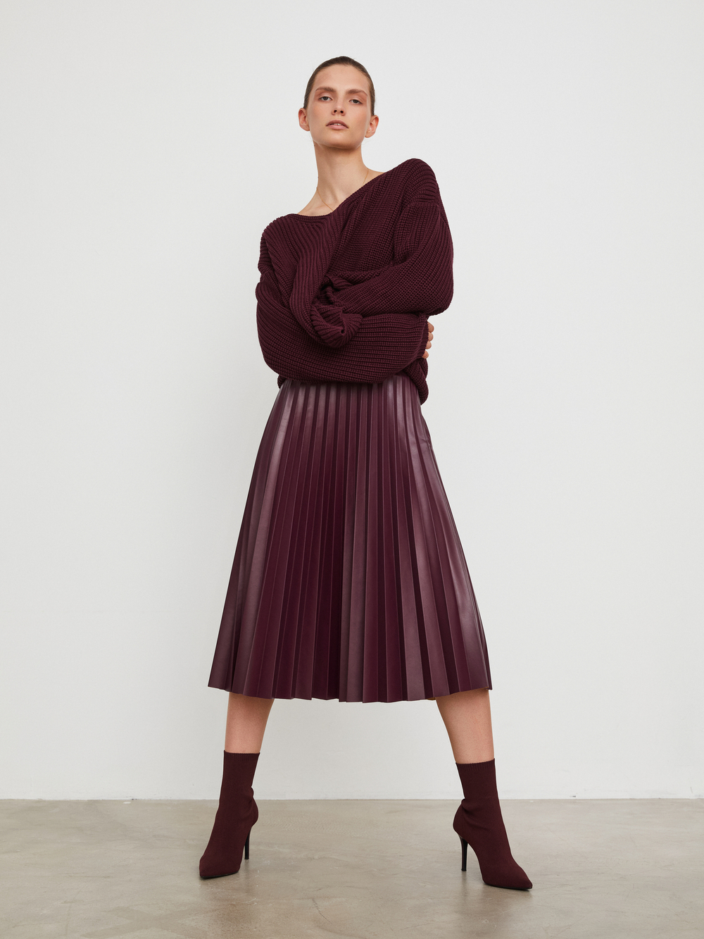 Юбка Pleatst Bordo