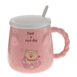 GAEM Кружка с крышкой и ложкой, 400 мл, L12 W9 H10 см, 4в.