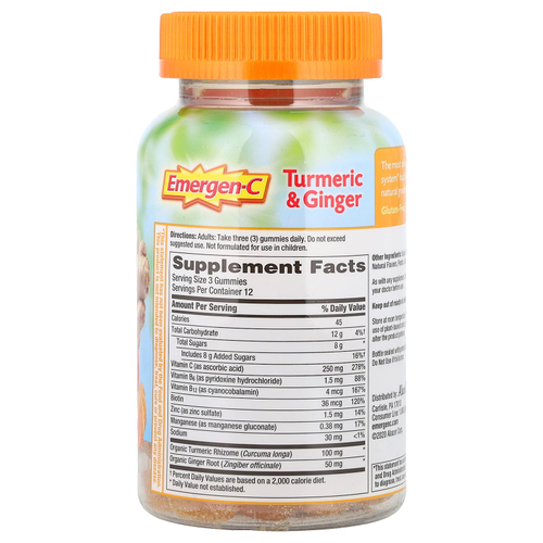 Emergen-C, Куркума и имбирь, цитрусовый и имбирь, 36 жевательных таблеток