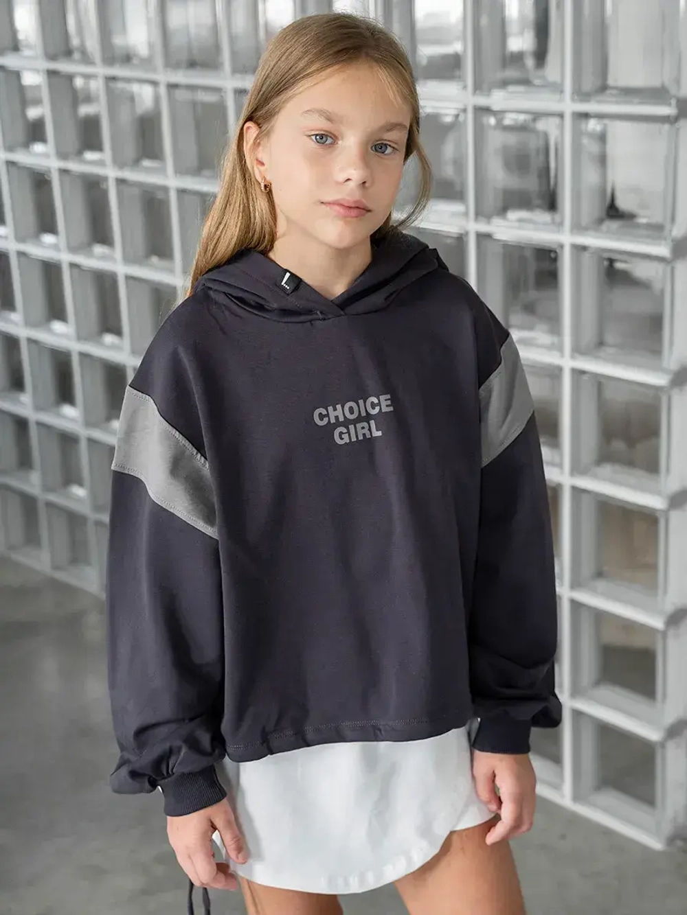 Худи для девочки с завязками в школу