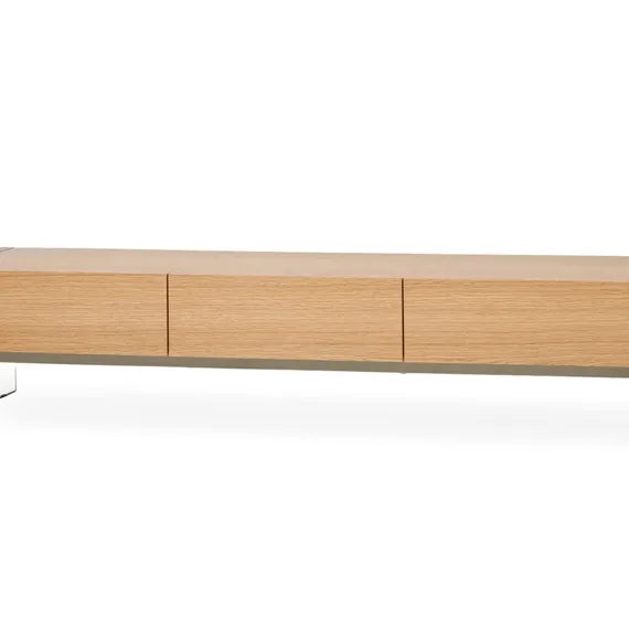 ТВ-тумба Somerset 188х38 см, шпон дуба, стеклянные ножки