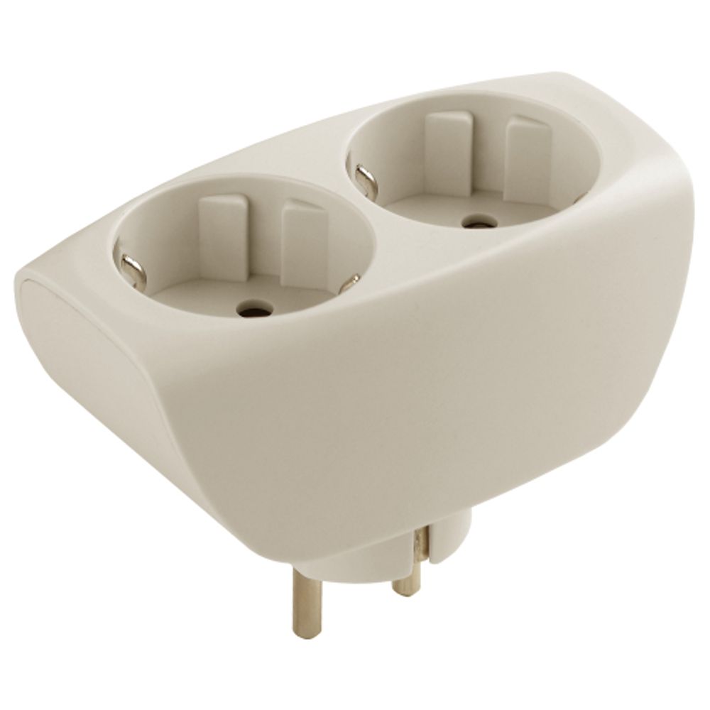 Разветвитель электрический ЭРА SP-2e-I на 2 розетки с заземлением со шторками 16А слоновая кость | Тройники