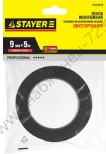 STAYER 19 мм, 5 м черная, на вспененной основе, Двухсторонняя клейкая лента, PROFESSIONAL (12233-19-05)