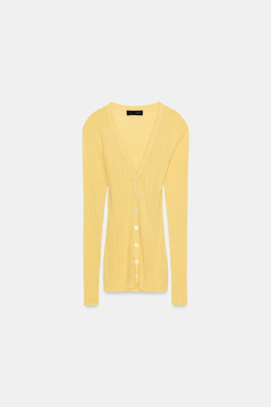 ZARA КАРДИГАН В РУБЧИК, ЖЕЛТЫЙ