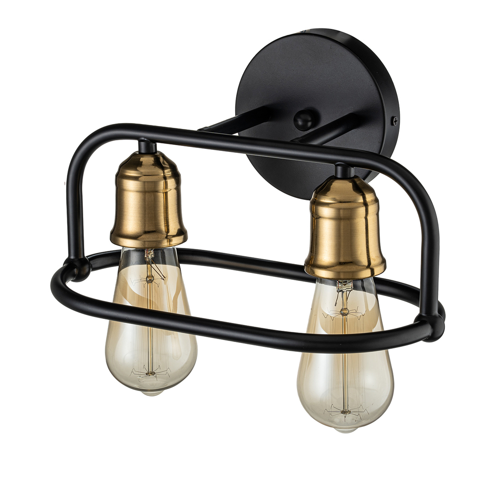 Настенный светильник 2x40Вт E27, металл, черный/бронза