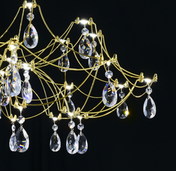 Подвесная люстра светодиодная с пультом и хрустальными подвесками Asfour MyFar Ersilia MR2662-60P-50AD