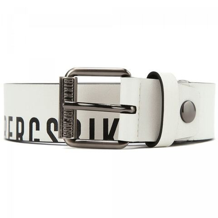 Ремень BIKKEMBERGS 105 белый надписи черным