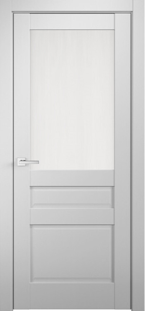 Межкомнатная дверь Аляска 13 NEW (плоская филенка) / Цвет Белый / Стекло "Сатинат" / Двери Верда