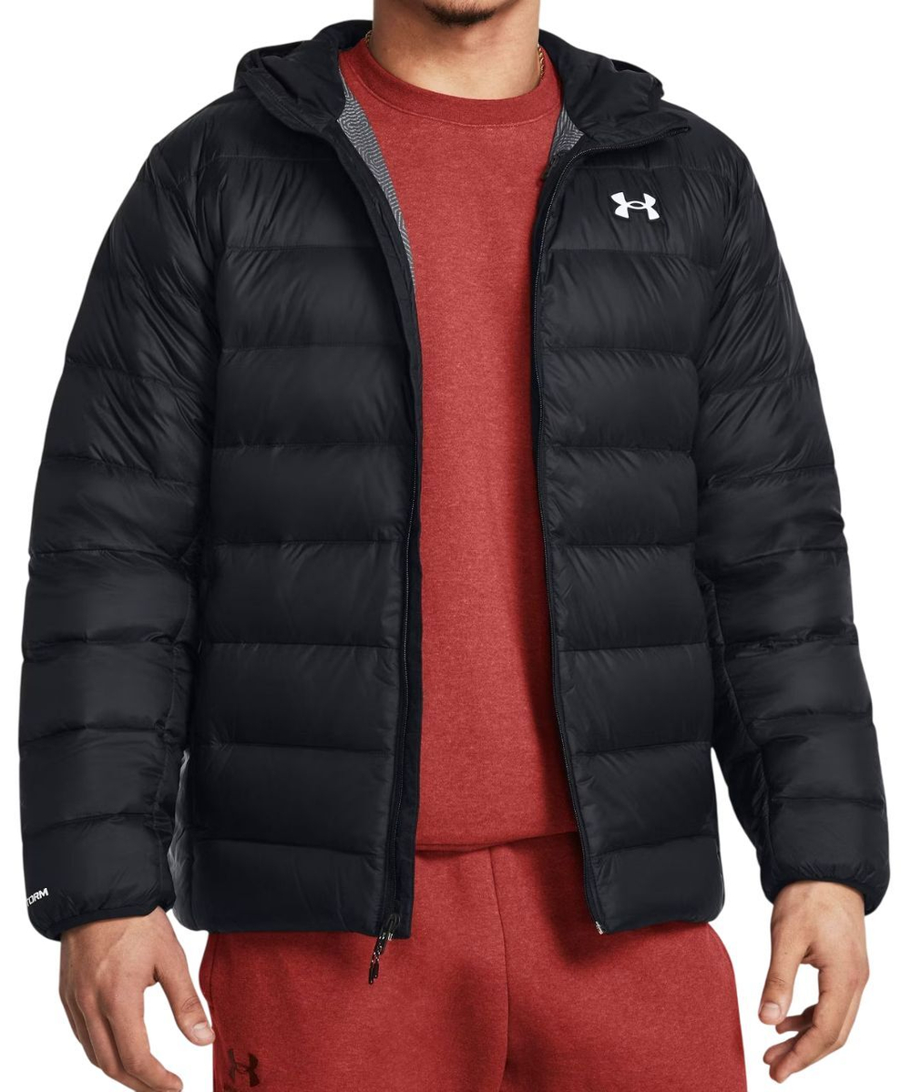 Мужская теннисная куртка Under Armour Legend Down Hooded - black/white