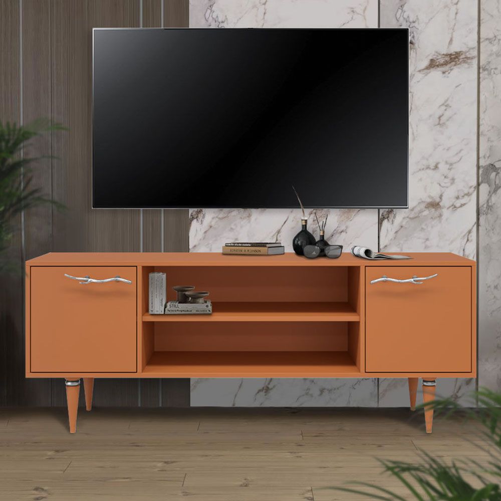 Тумба под ТВ Арт Колор matte 155см Классик Сильвер Томленый оранжевый матовый