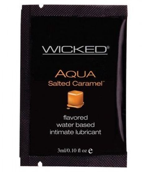 Лубрикант со вкусом соленой карамели Wicked Aqua Salted Caramel - 3 мл.