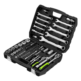 Набор инструмента, 1/2", 1/4", пластиковый кейс, 83 предмета Сибртех