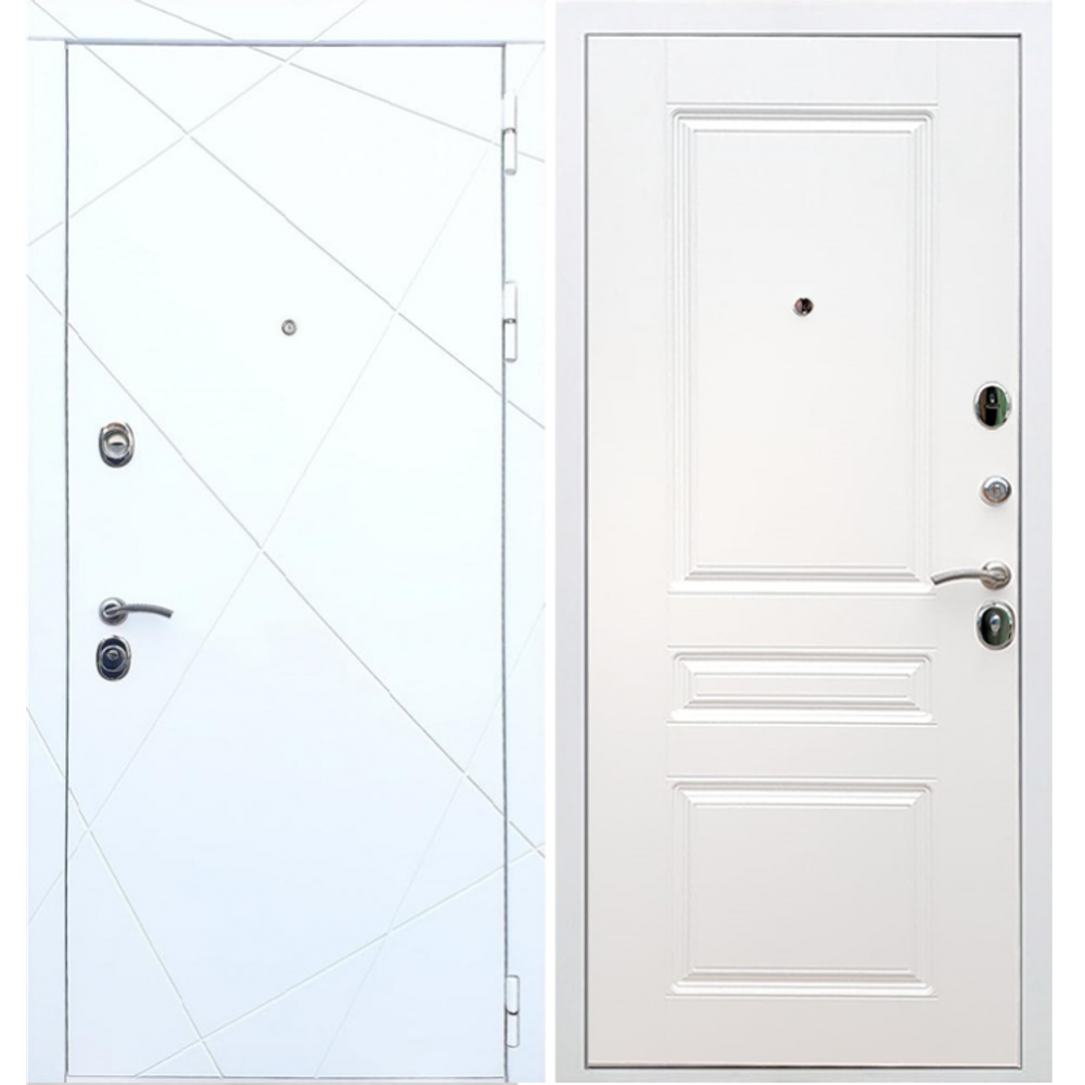 Входная металлическая белая дверь RеX (РЕКС) 13 Силк сноу / ФЛ-243 Силк сноу