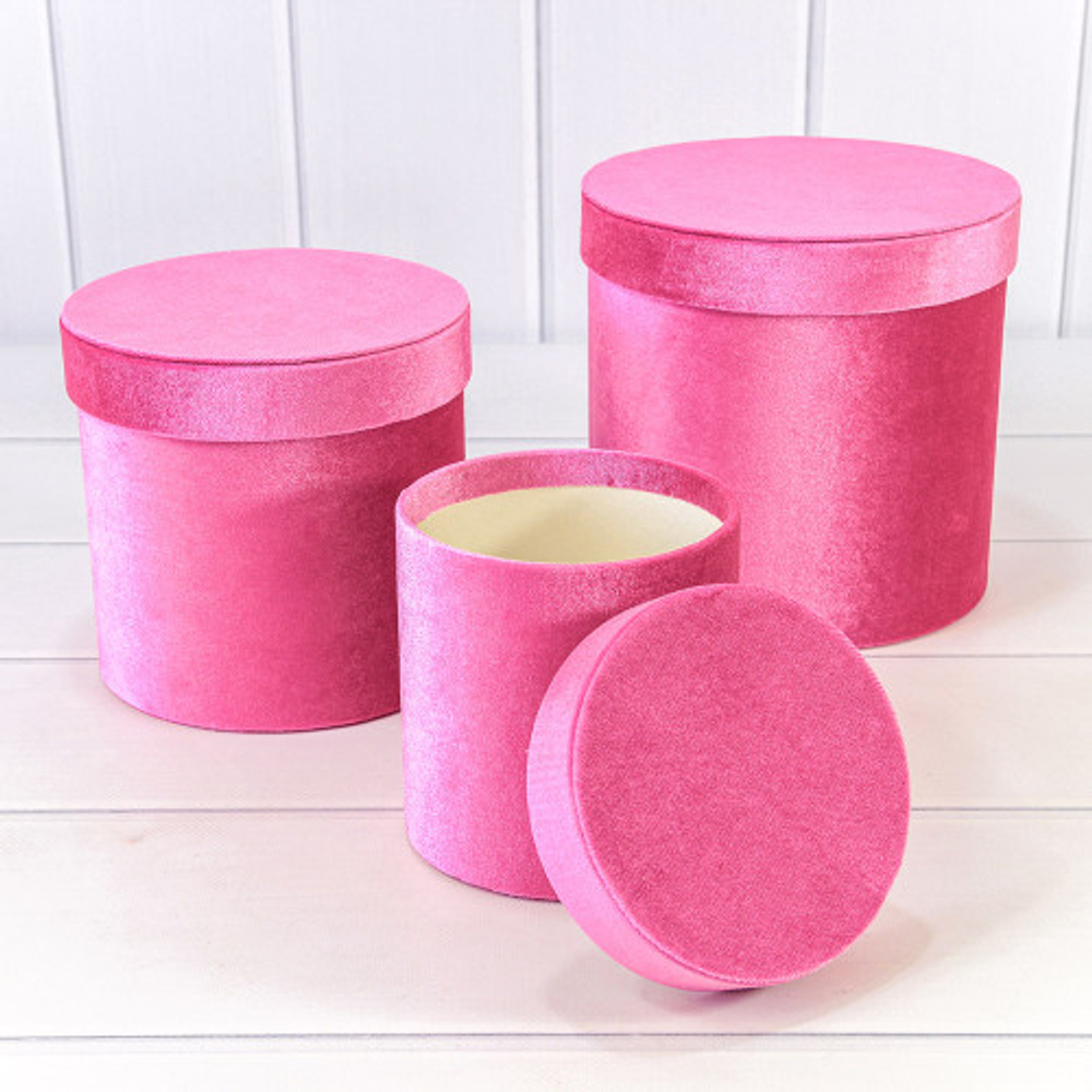 Коробка 18х17.7 см Набор 3 шт "Бархат" (Розовый)