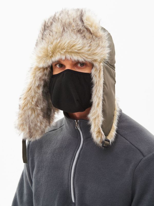 Шапка ушанка с маской Евро Волк ткань Taslan цвет Хаки