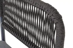 "Нуар" стул плетеный из роупа, каркас алюминий темно-серый (RAL7024) муар, роуп темно-серый круглый, ткань темно-серая 027