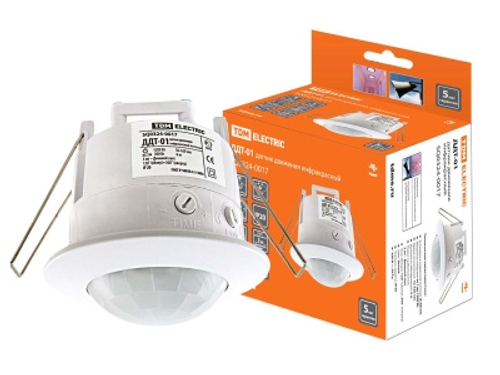 Датчик движения точечный ДДТ-01 1200Bт 10-420с 6м 3+Лк IP20 TDM